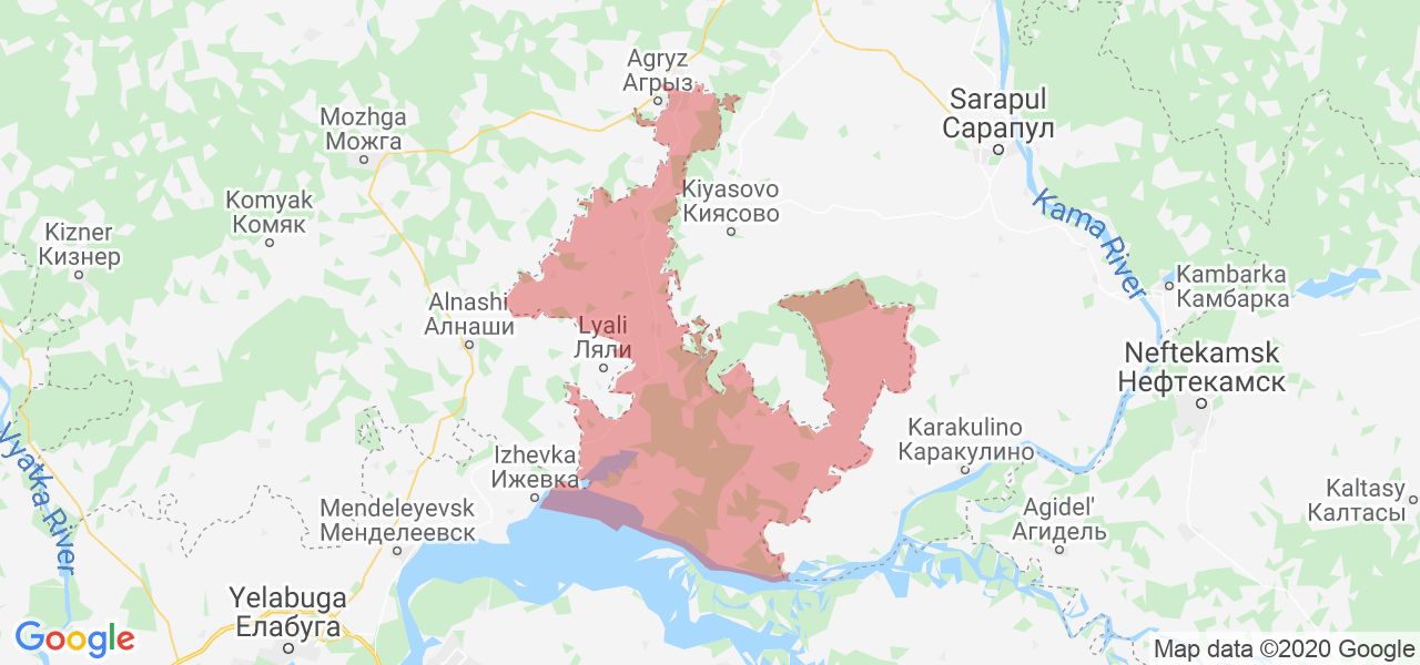 Изображение Агрызского района Республики Татарстан на карте