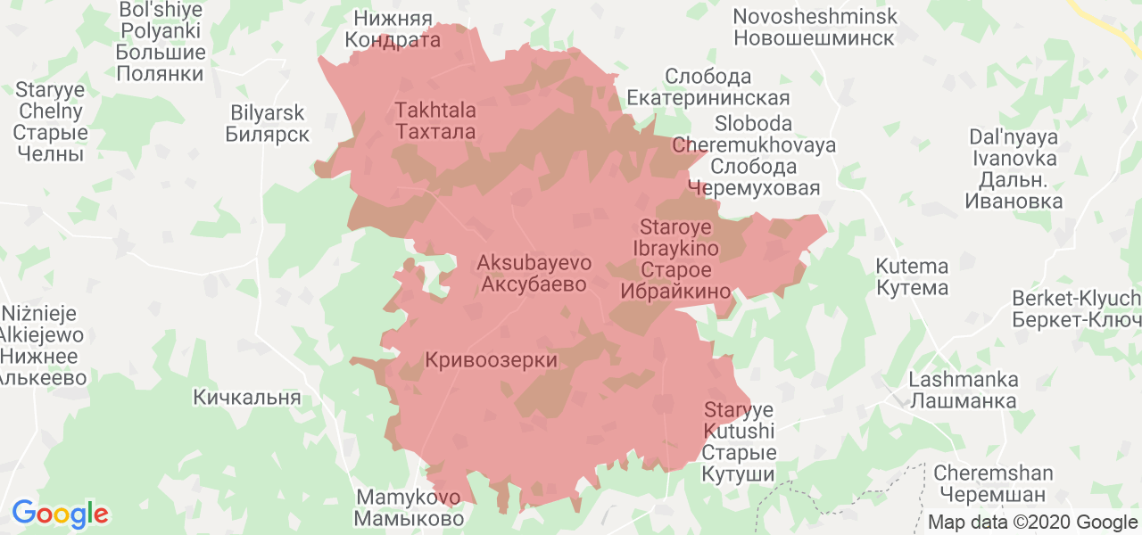 Изображение Аксубаевского района Республики Татарстан на карте