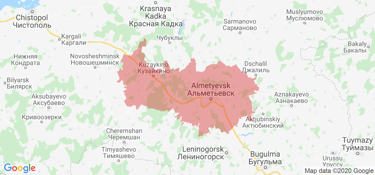 Изображение Альметьевского района Республики Татарстан на карте