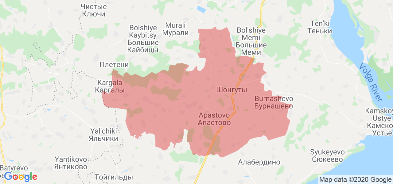 Изображение Апастовского района Республики Татарстан на карте