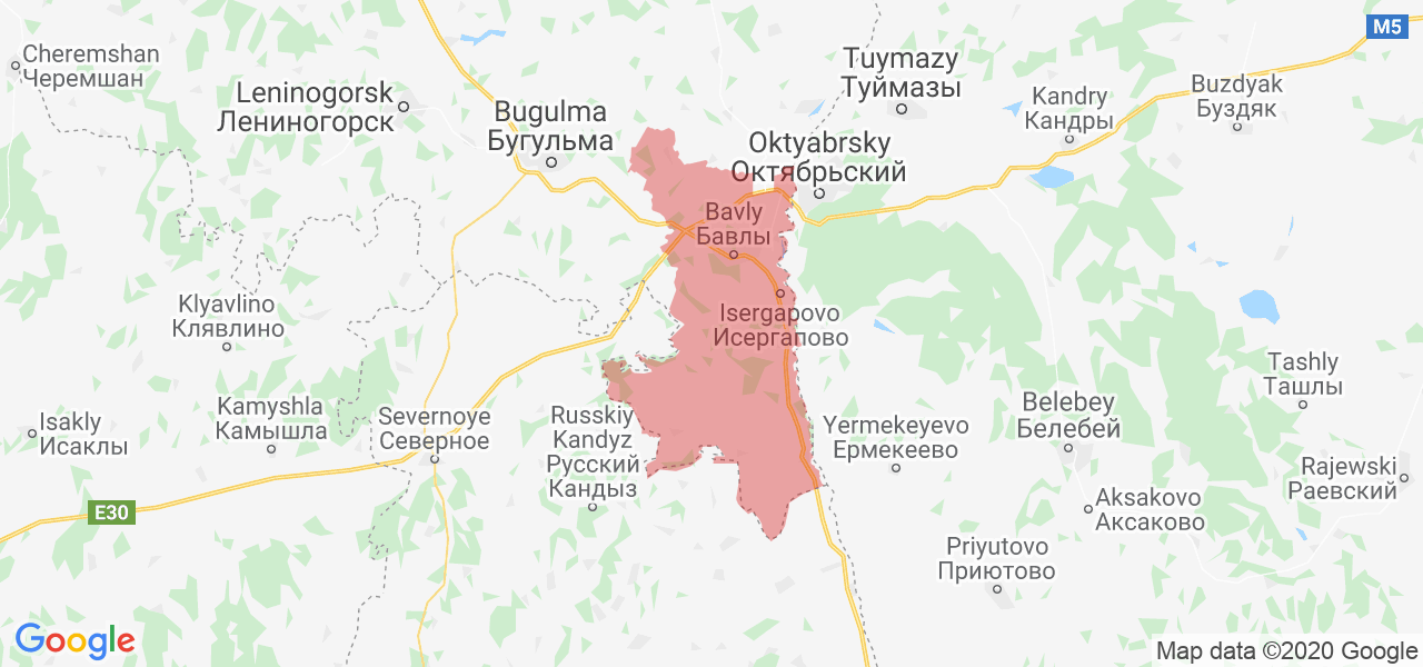 Изображение Бавлинского района Республики Татарстан на карте