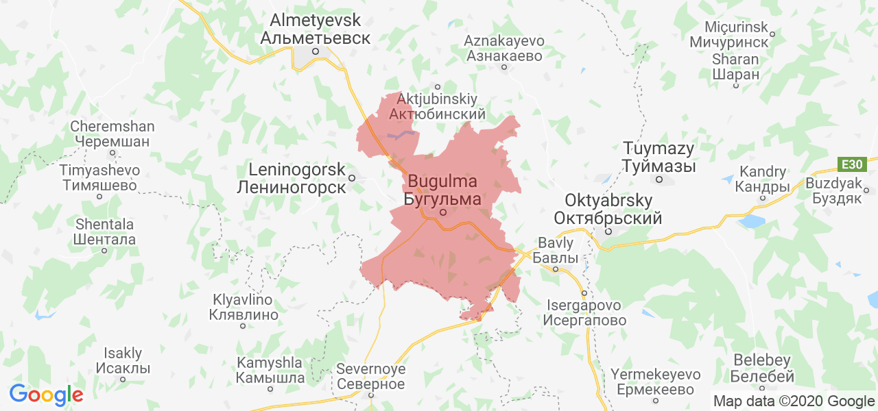 Изображение Бугульминского района Республики Татарстан на карте