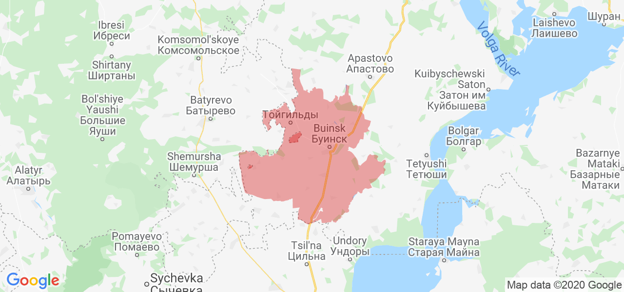 Изображение Буинского района Республики Татарстан на карте