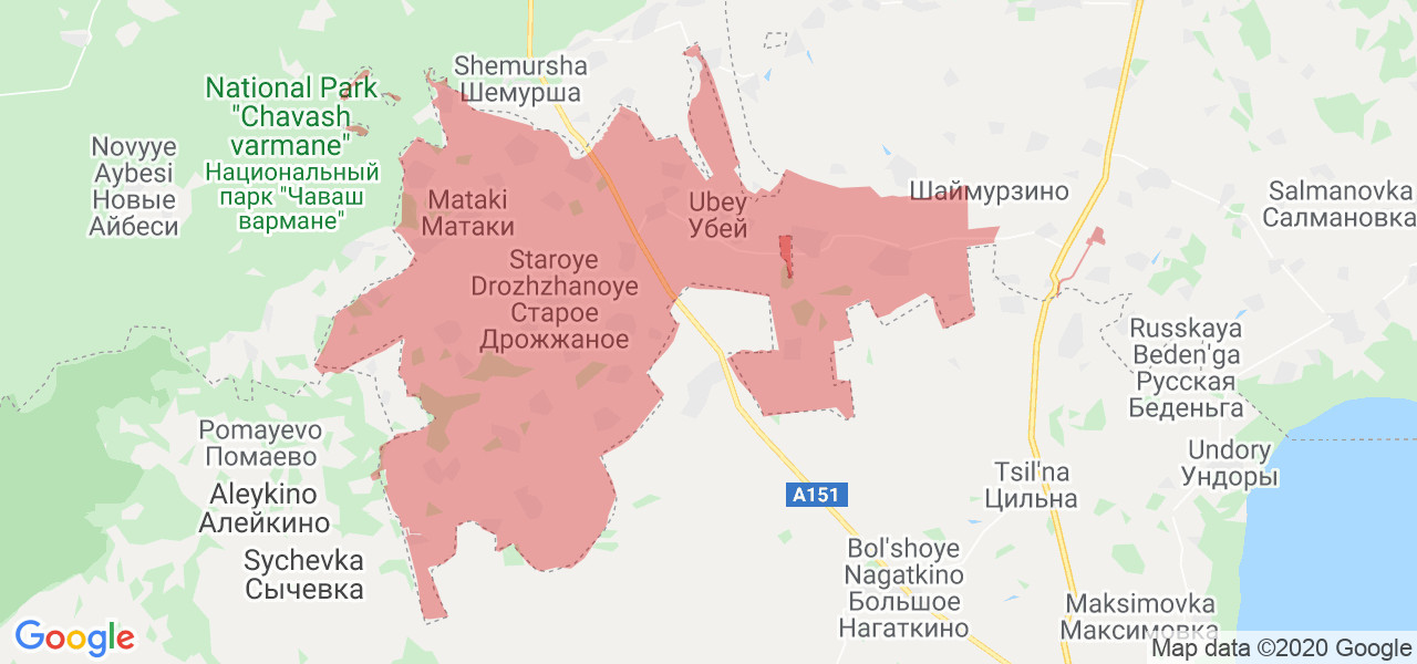 Изображение Дрожжановского района Республики Татарстан на карте
