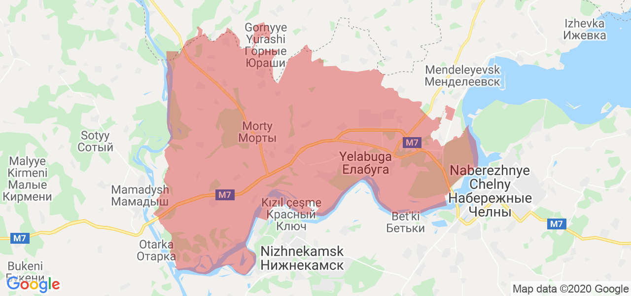 Изображение Елабужского района Республики Татарстан на карте