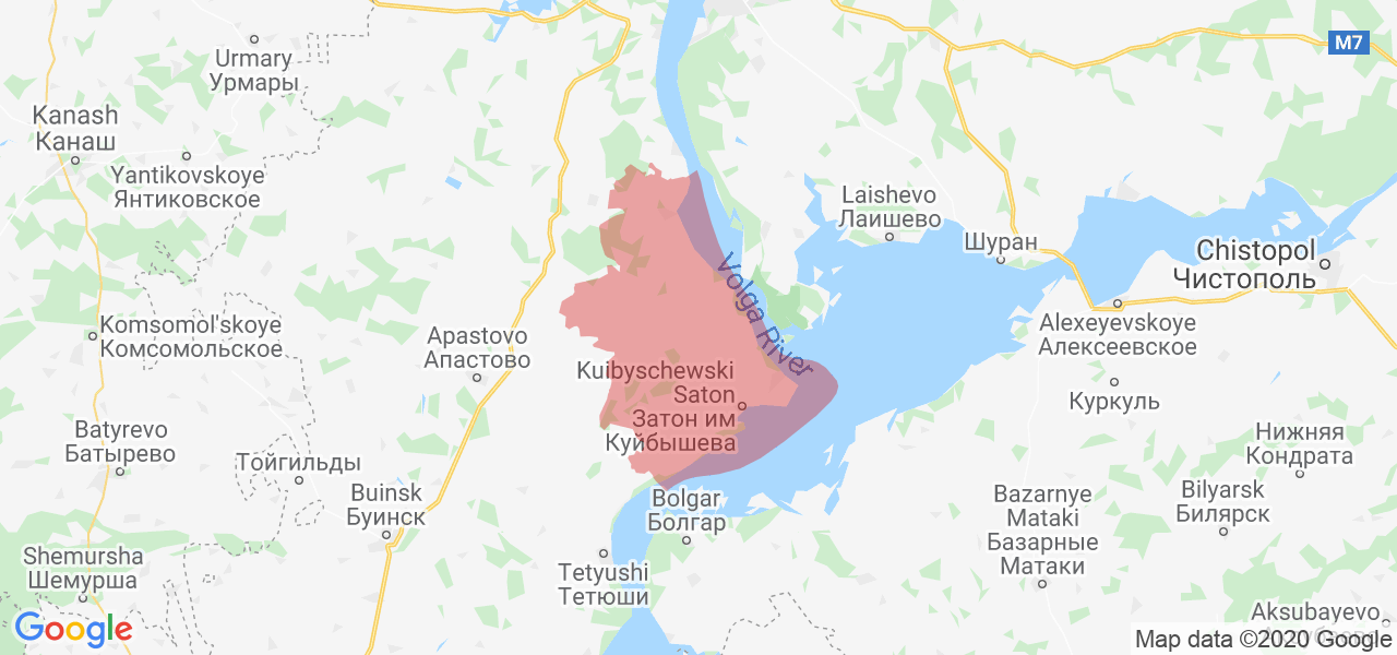 Изображение Камско-Устьинского района Республики Татарстан на карте