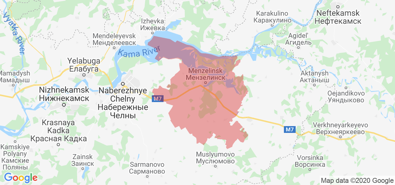 Изображение Мензелинского района Республики Татарстан на карте