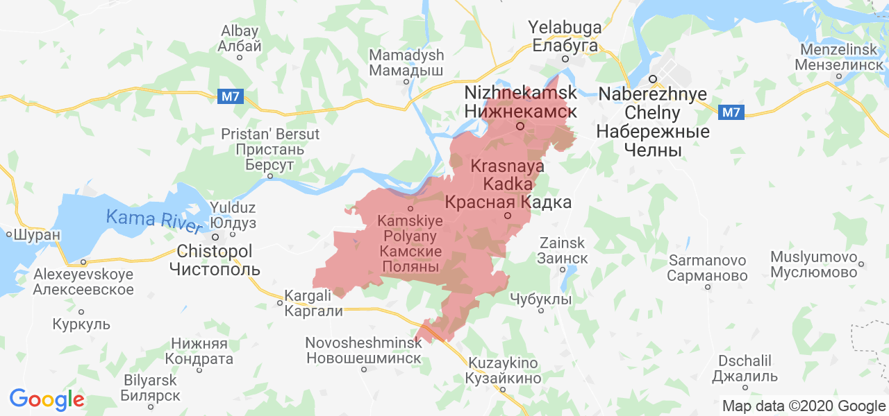 Изображение Нижнекамского района Республики Татарстан на карте