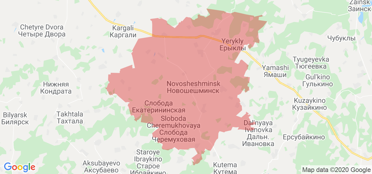 Изображение Новошешминского района Республики Татарстан на карте