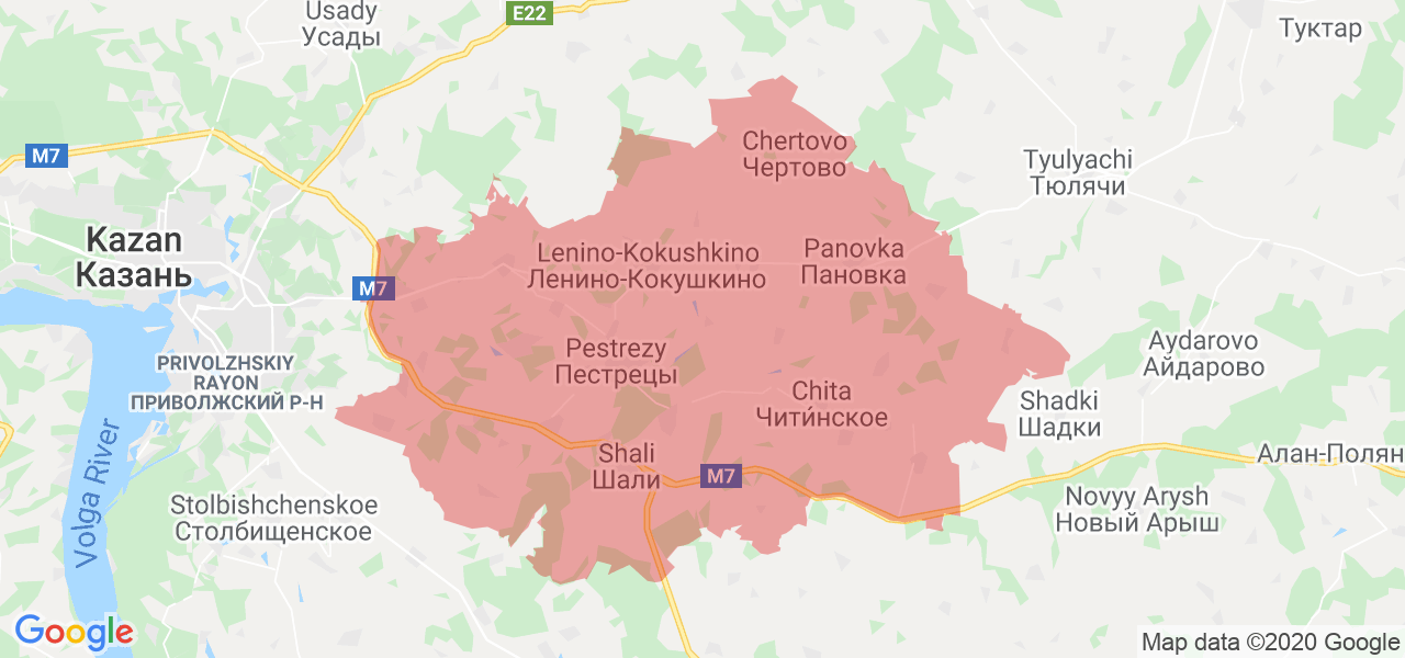 Изображение Пестречинского района Республики Татарстан на карте
