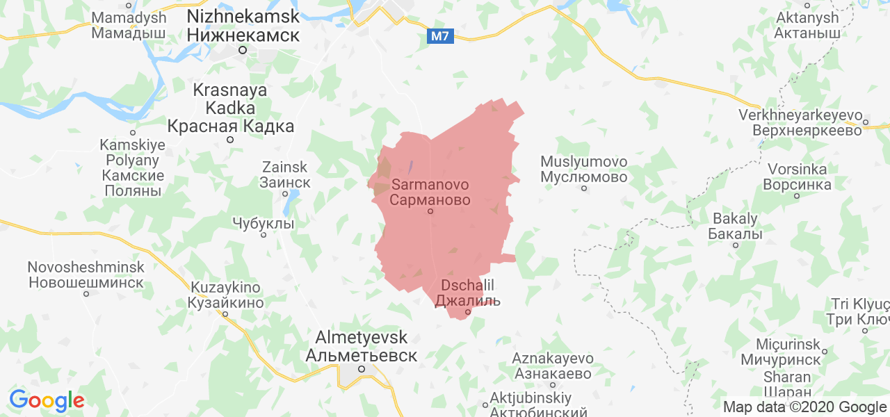Изображение Сармановского района Республики Татарстан на карте