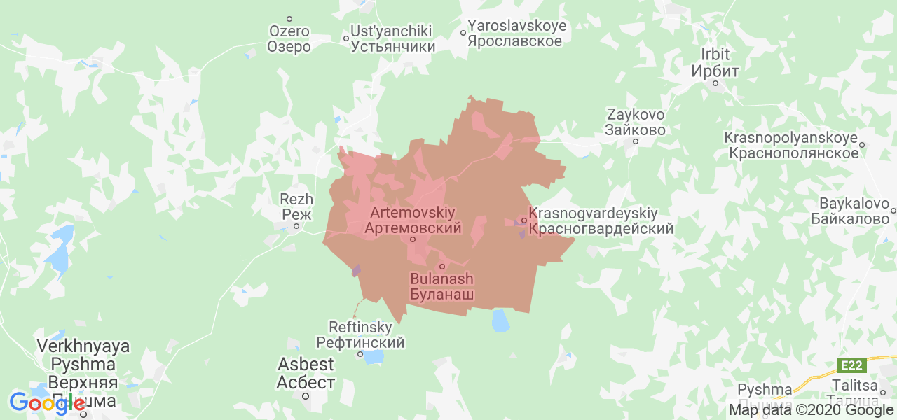 Изображение Артёмовского района Свердловской области на карте