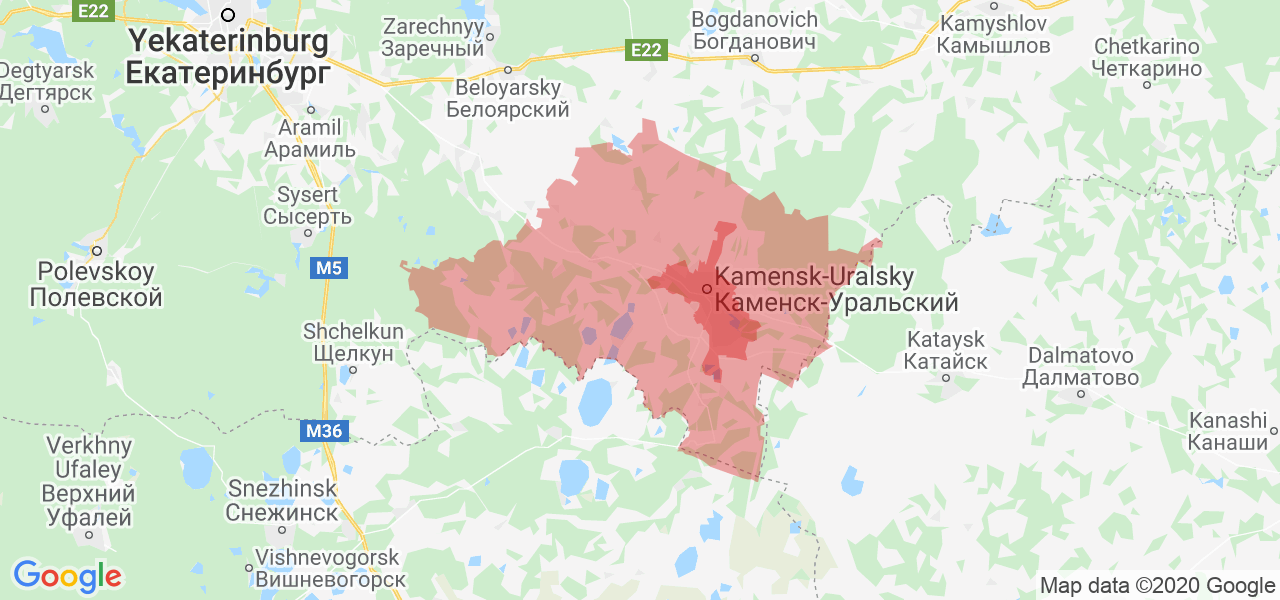 Изображение Каменского района Свердловской области на карте