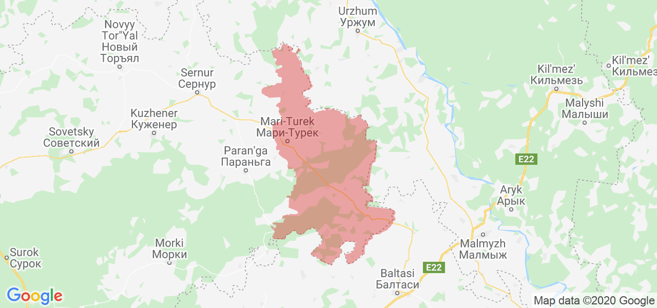 Изображение Мари-Турекского района Республики Марий Эл на карте