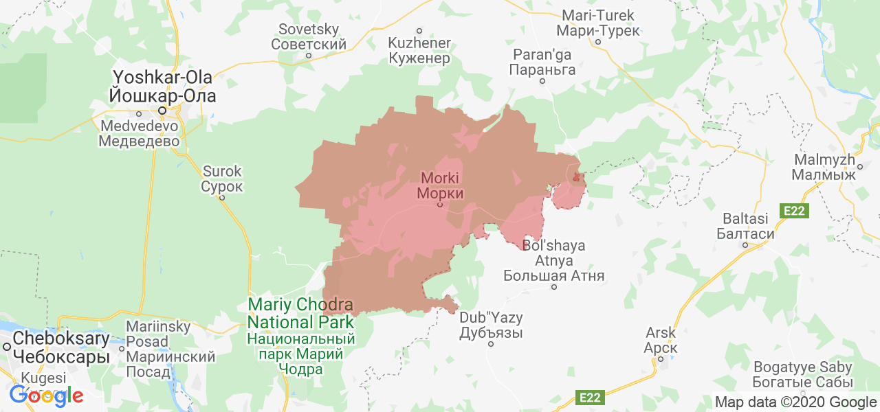 Изображение Моркинского района Республики Марий Эл на карте