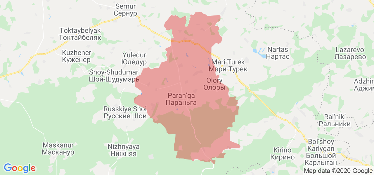 Изображение Параньгинского района Республики Марий Эл на карте