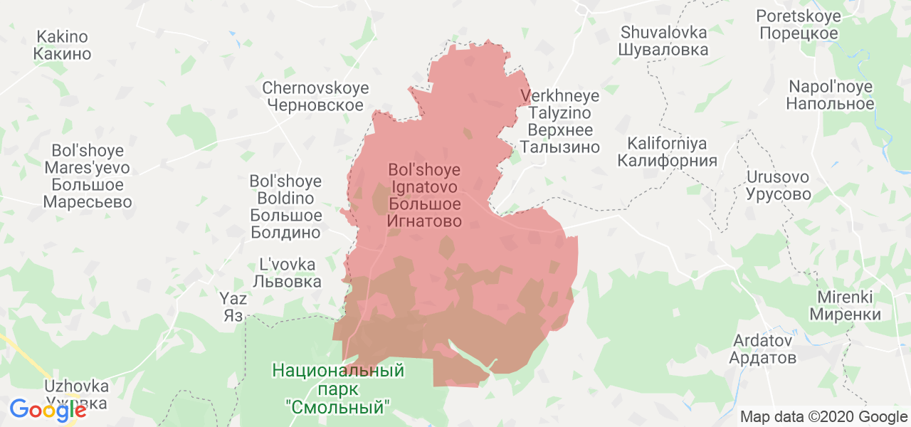 Изображение Большеигнатовского района Республики Мордовия на карте