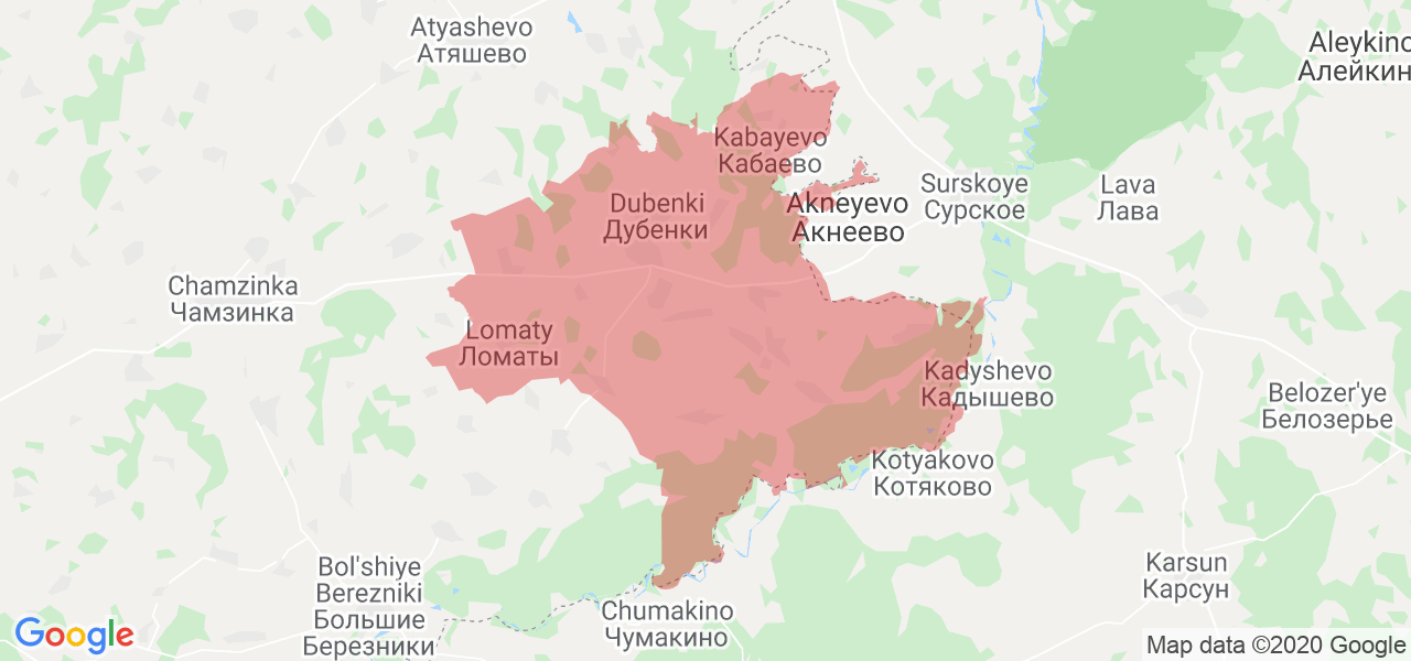 Изображение Дубёнского района Республики Мордовия на карте