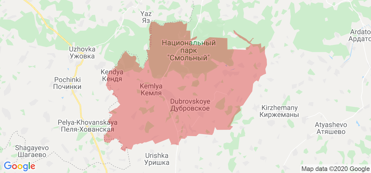 Изображение Ичалковского района Республики Мордовия на карте