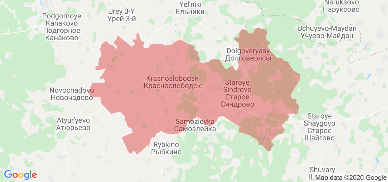 Изображение Краснослободского района Республики Мордовия на карте