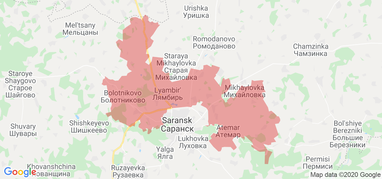 Изображение Лямбирского района Республики Мордовия на карте
