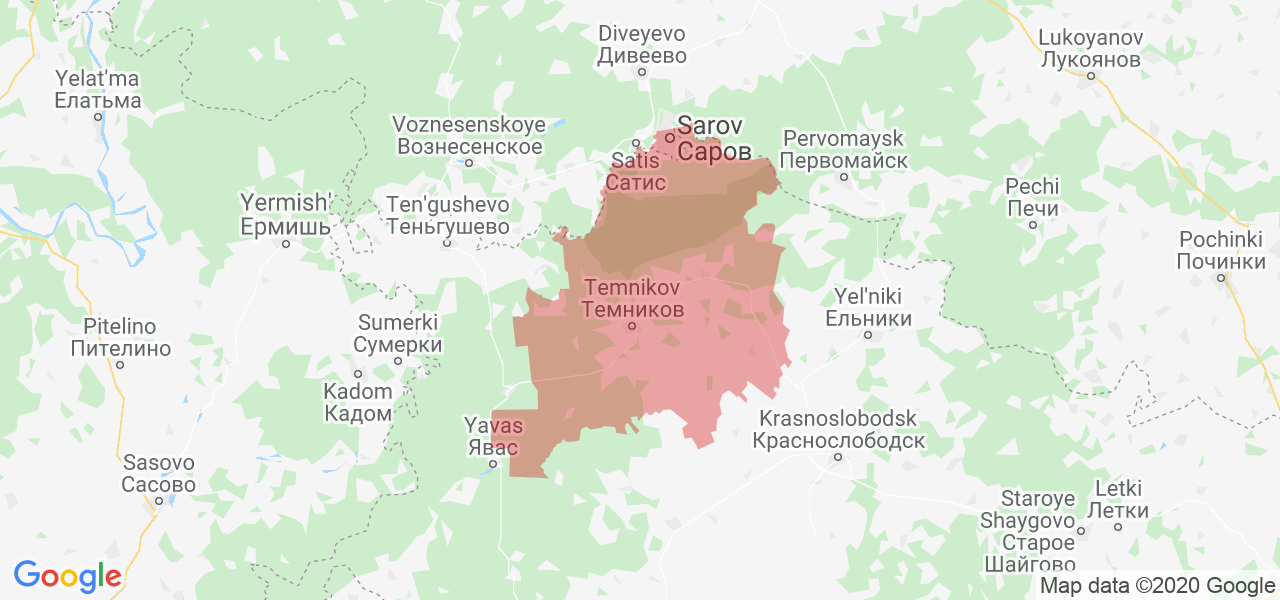 Изображение Темниковского района Республики Мордовия на карте