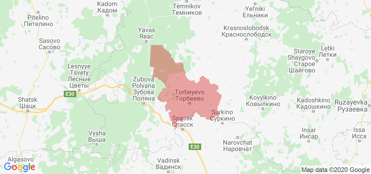 Изображение Торбеевского района Республики Мордовия на карте
