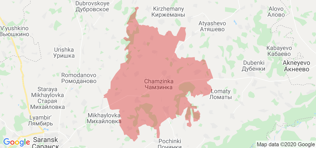 Изображение Чамзинского района Республики Мордовия на карте