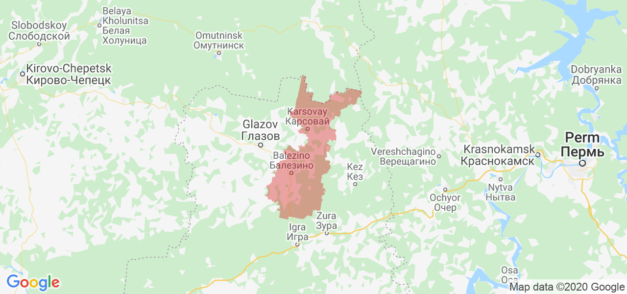 Изображение Балезинского района Удмуртской республики на карте