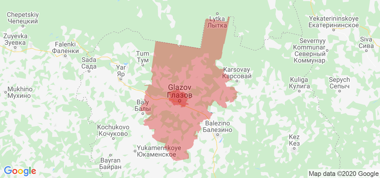 Изображение Глазовского района Удмуртской республики на карте