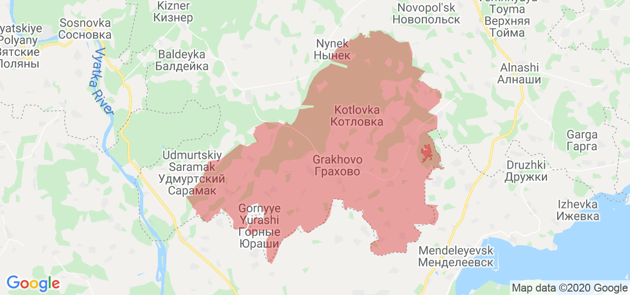 Изображение Граховского района Удмуртской республики на карте