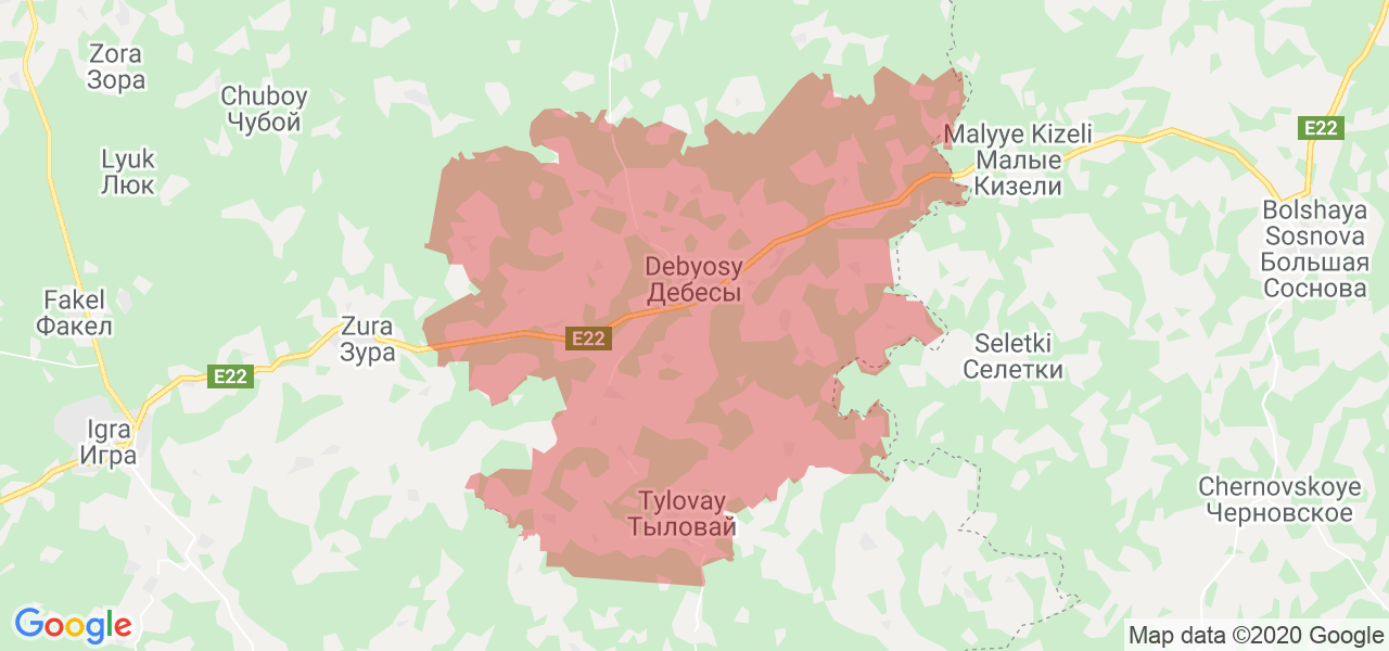 Изображение Дебёсского района Удмуртской республики на карте