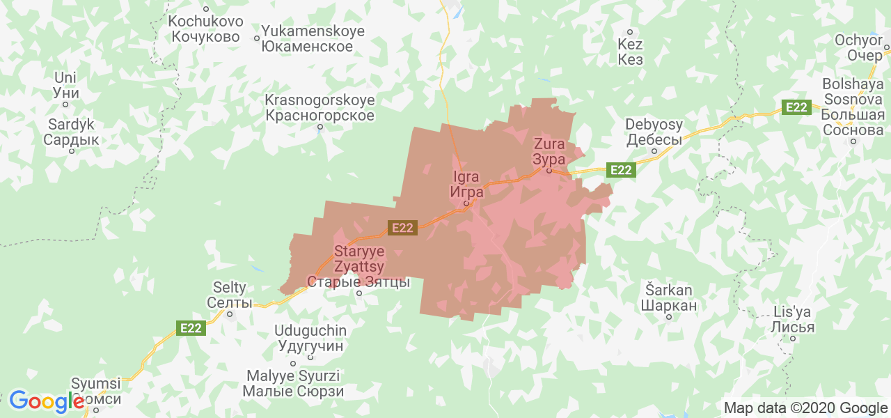 Изображение Игринского района Удмуртской республики на карте