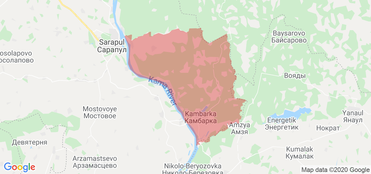 Изображение Камбарского района Удмуртской республики на карте