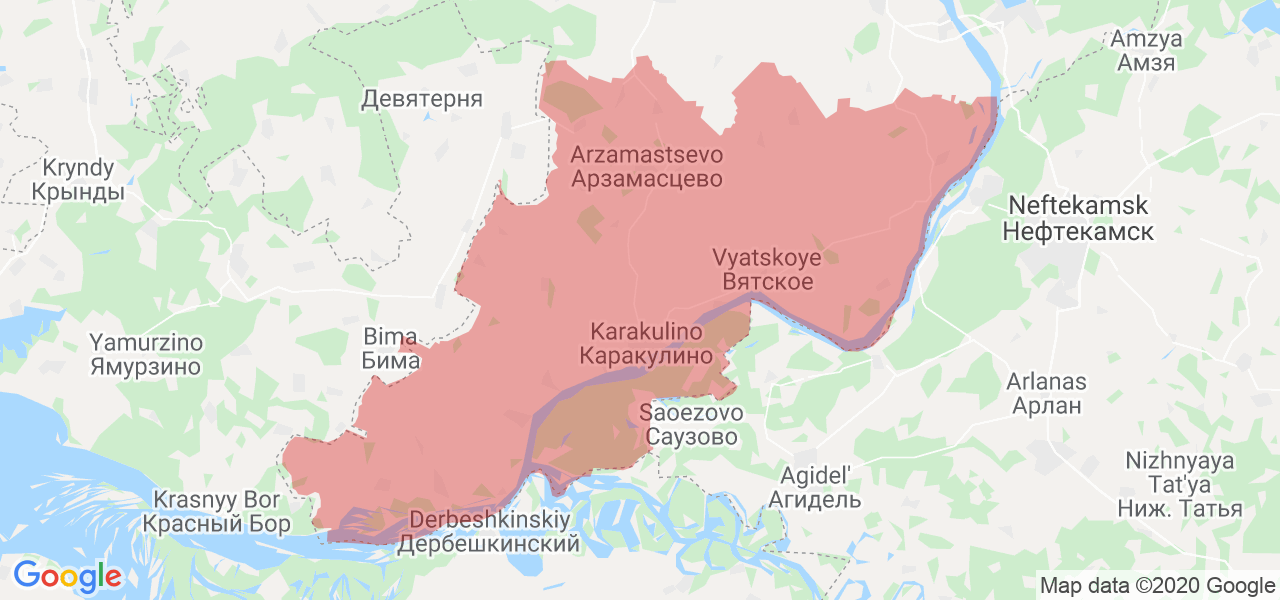 Изображение Каракулинского района Удмуртской республики на карте