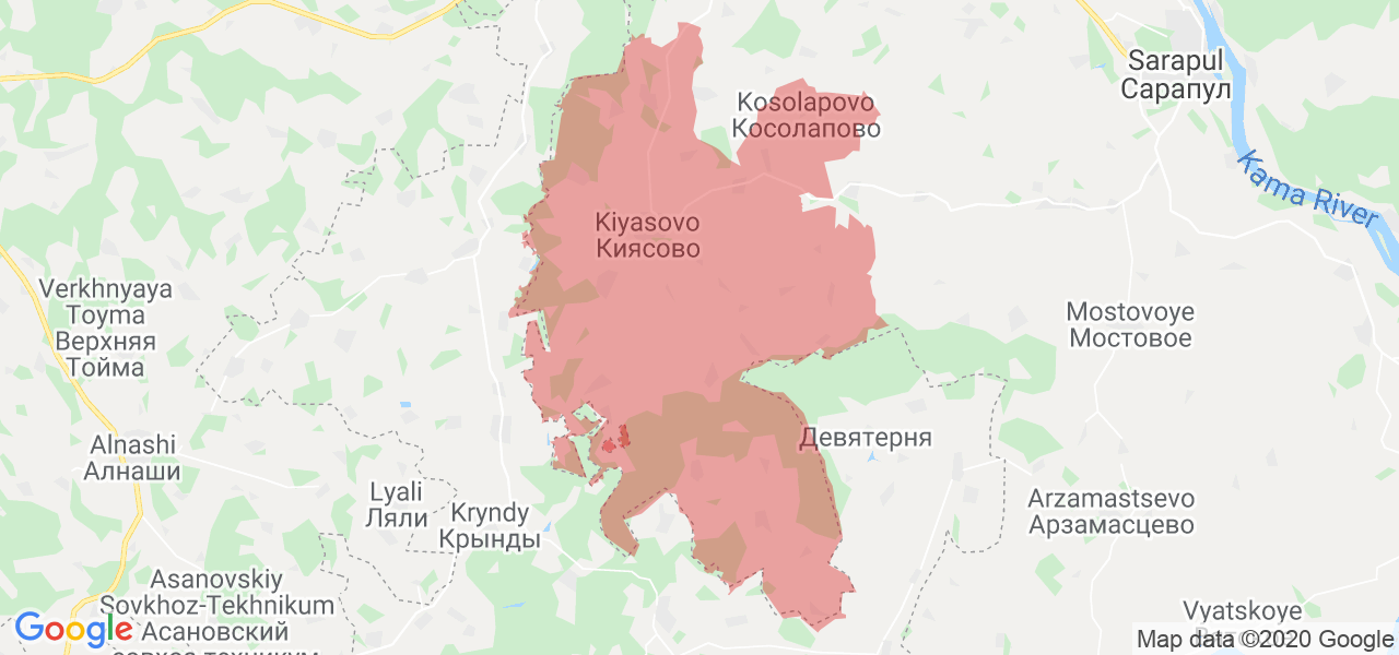 Изображение Киясовского района Удмуртской республики на карте