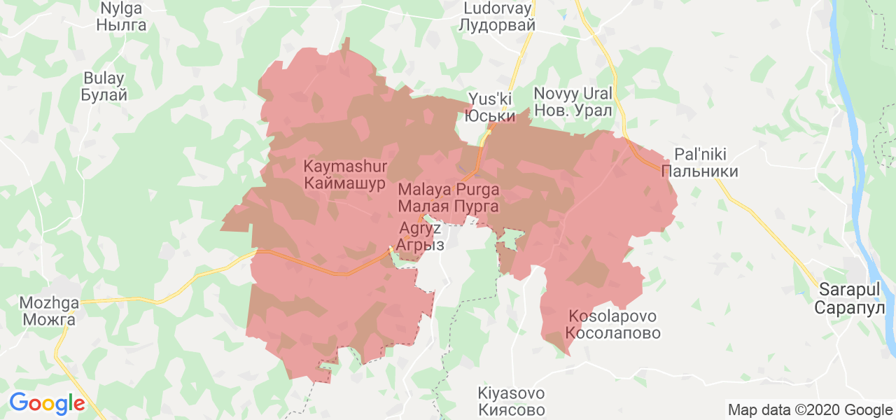 Изображение Малопургинского района Удмуртской республики на карте