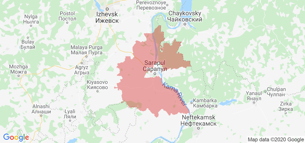 Изображение Сарапульского района Удмуртской республики на карте