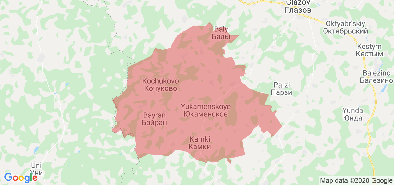 Изображение Юкаменского района Удмуртской республики на карте