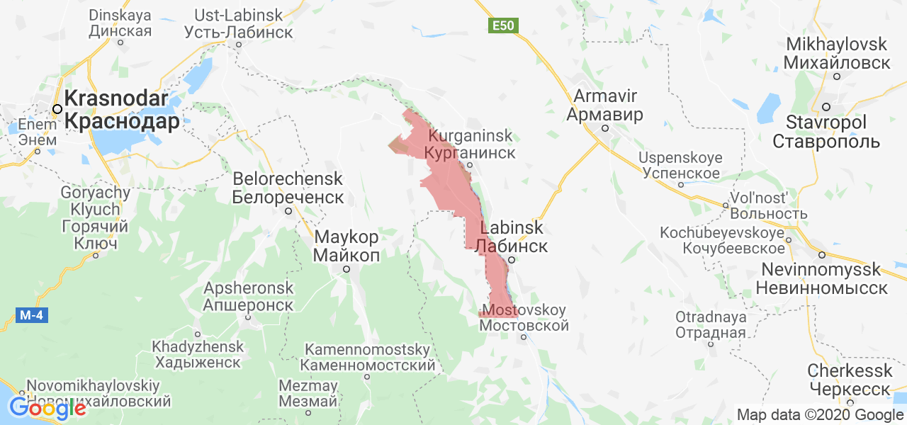 Изображение Кошехабльского района Республики Адыгея на карте