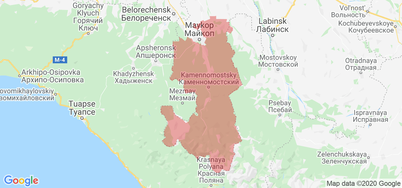 Изображение Майкопского района Республики Адыгея на карте