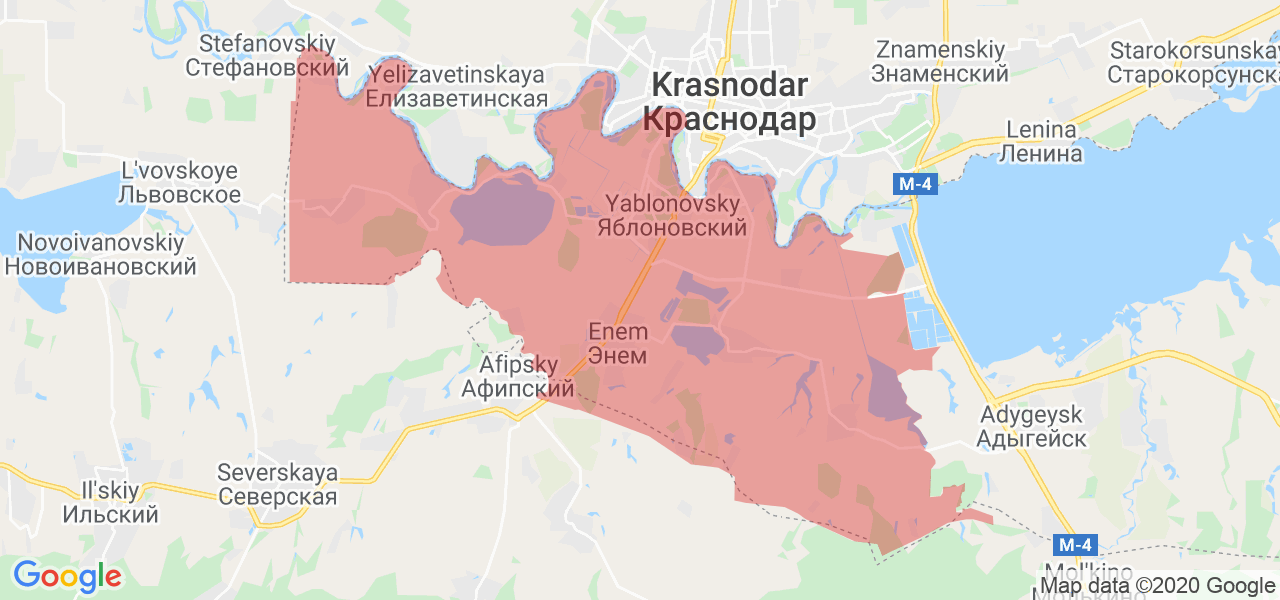 Изображение Тахтамукайского района Республики Адыгея на карте