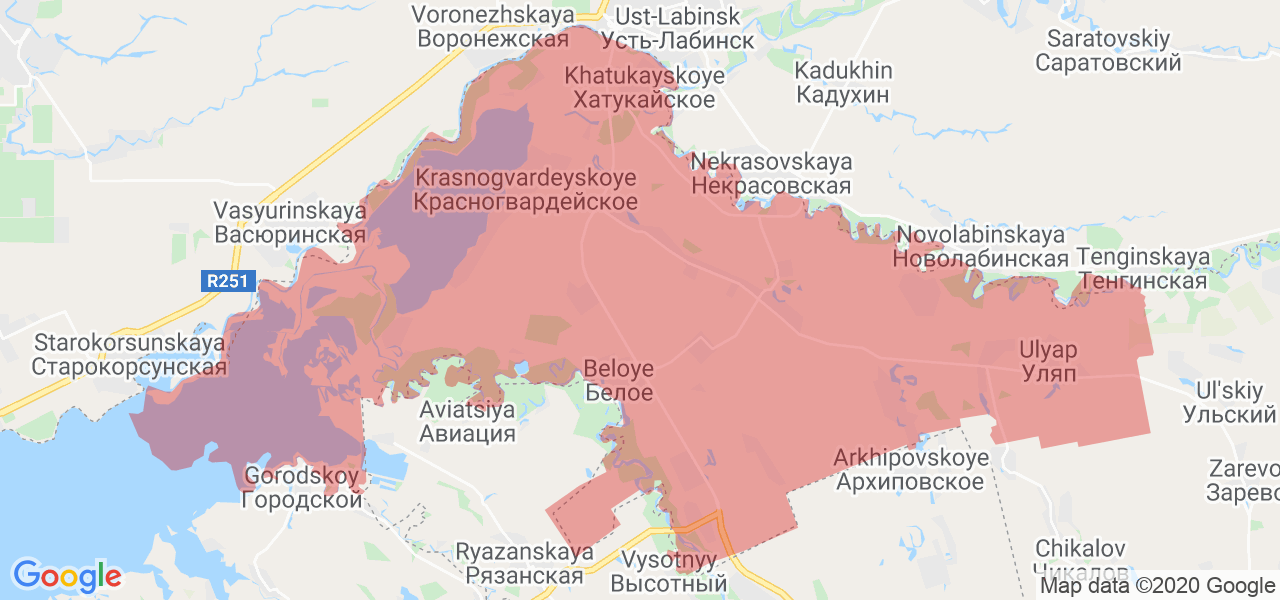 Изображение Красногвардейского района Республики Адыгея на карте