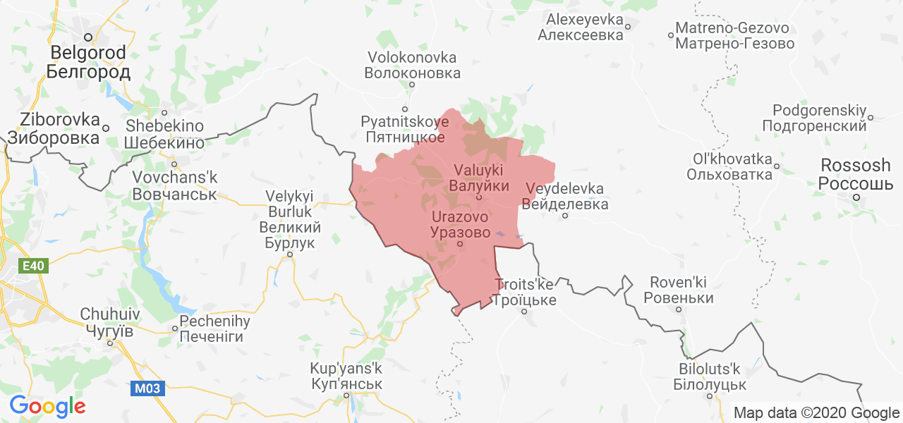 Изображение Валуйского района Белгородской области на карте