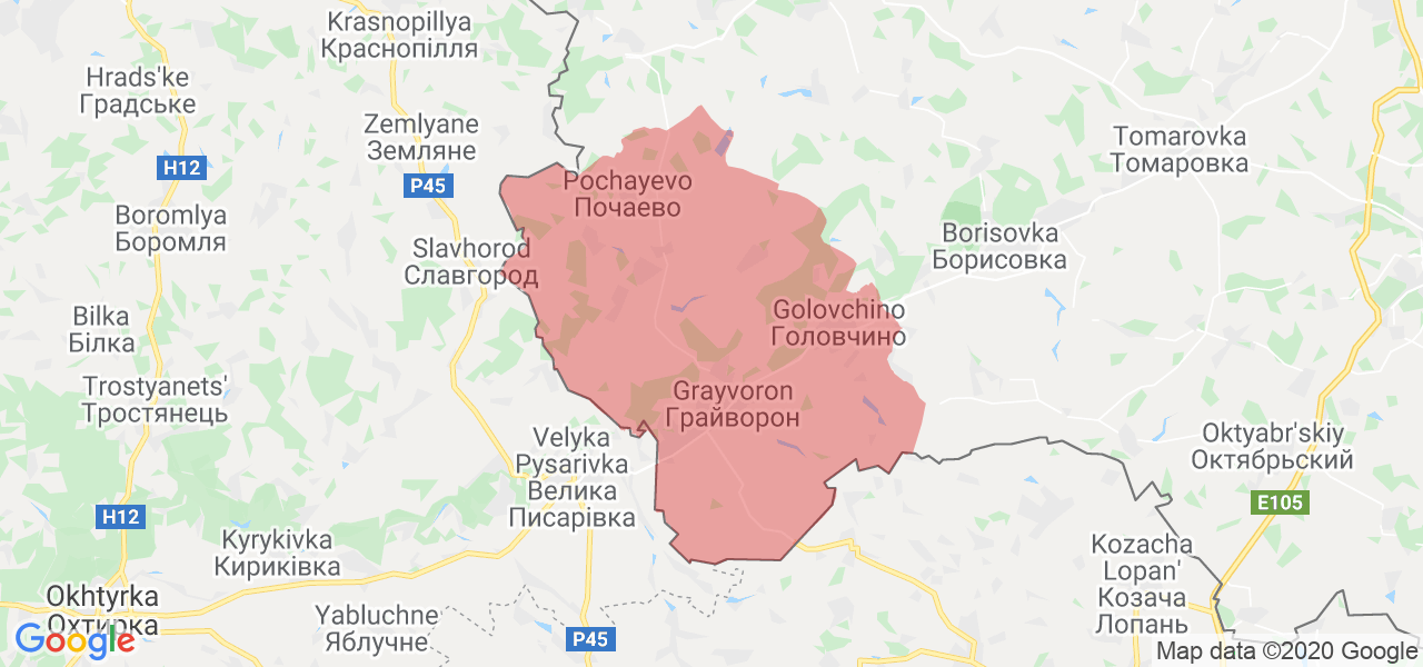 Изображение Грайворонского района Белгородской области на карте
