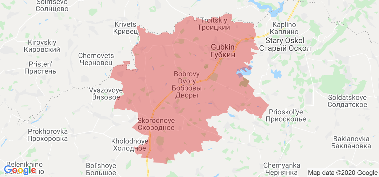 Изображение Губкинского района Белгородской области на карте