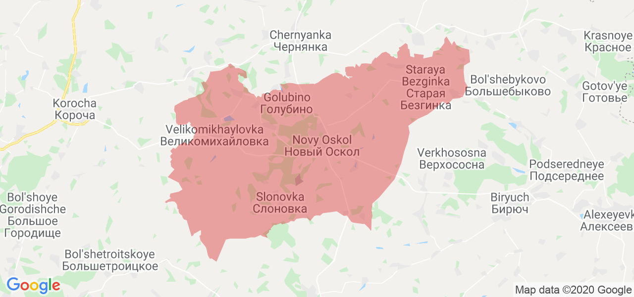 Изображение Новооскольского района Белгородской области на карте