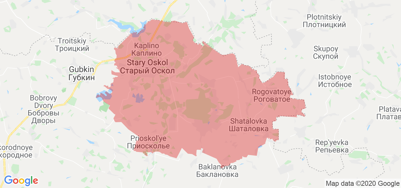 Изображение Старооскольского района Белгородской области на карте