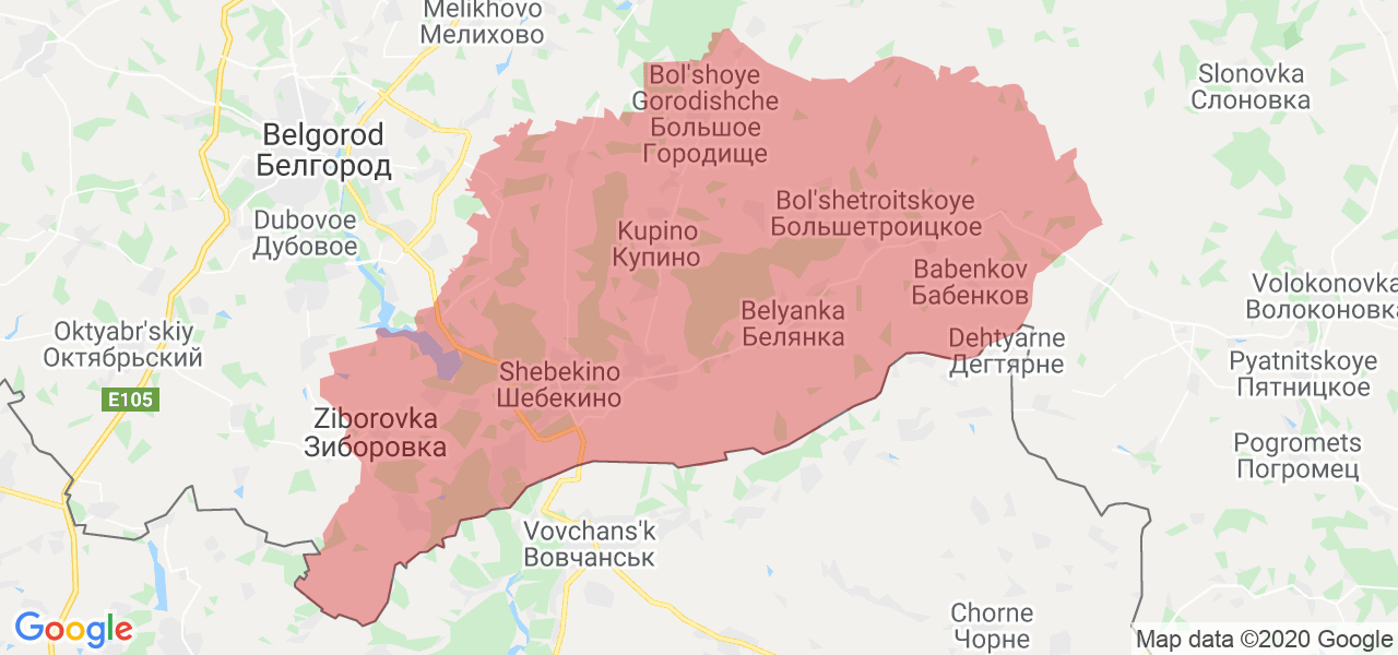 Изображение Шебекинского района Белгородской области на карте
