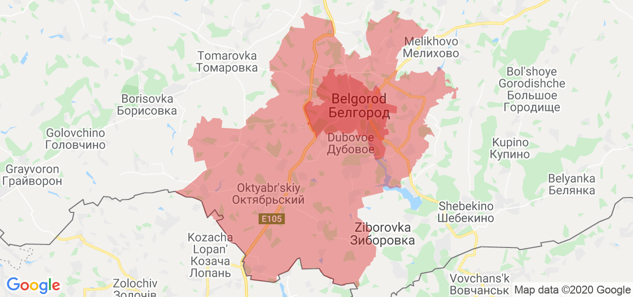 Изображение Белгородского района Белгородской области на карте